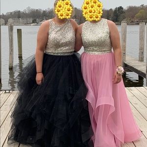 Two Piece Pink Prom Dress